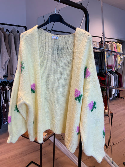 Cardigan Flowers Gelb